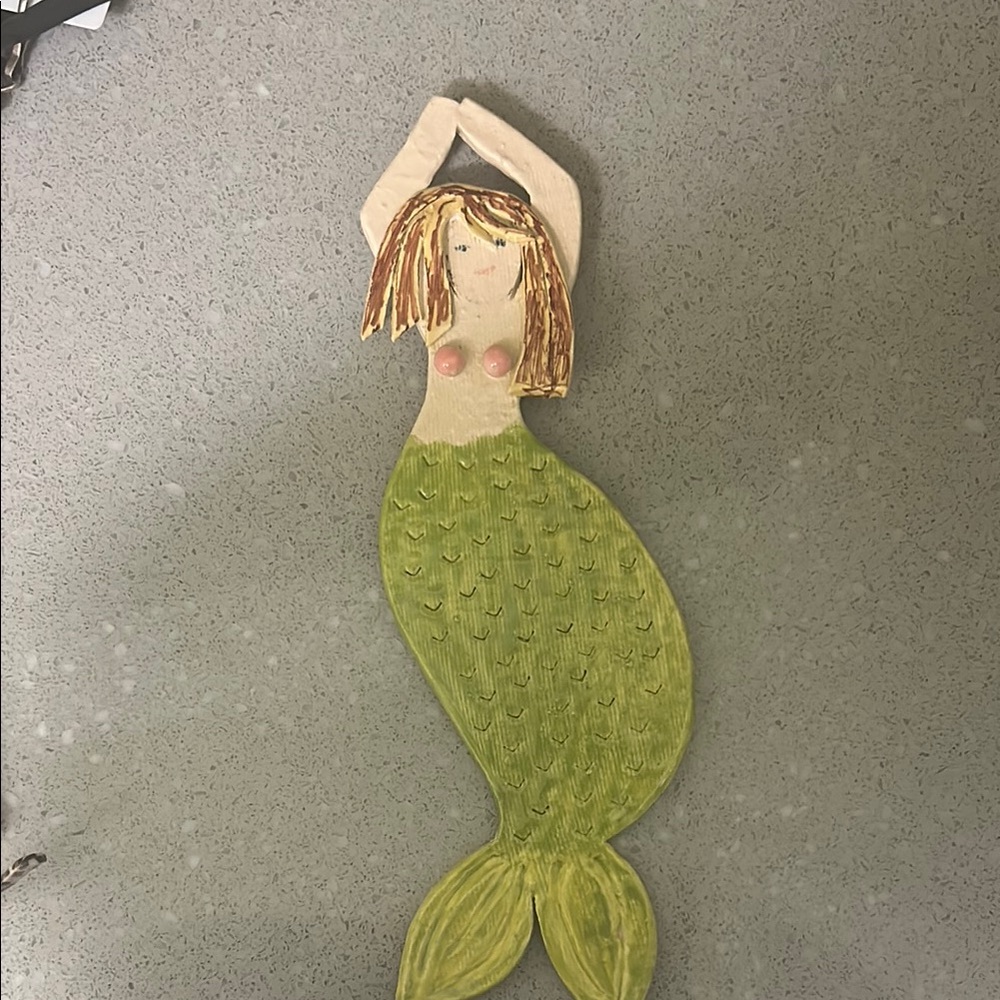 Handcrafted Mermaid Wall Decor - Green and Brown - Picture 5 of 7